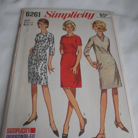 Vintage 1960s Simplicity Sz 14 6261 cut pattern - Picture 1 of 2